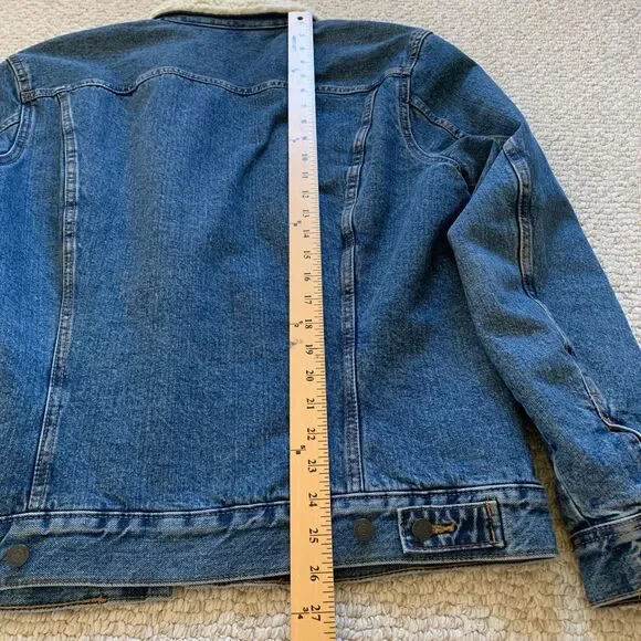 H&M Sherpa Borg Collar Denim Jacket Size S - Picture 9 of 9